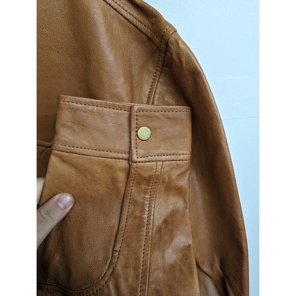 Gilded Age Mens Leather Jacket Amber Brown Size 100% Sheep Hide Size 3XL - Picture 5 of 9